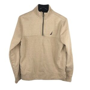 Nautica J-Class Quarter-Zip Sweater Coastal Camel Tan Men's Size S